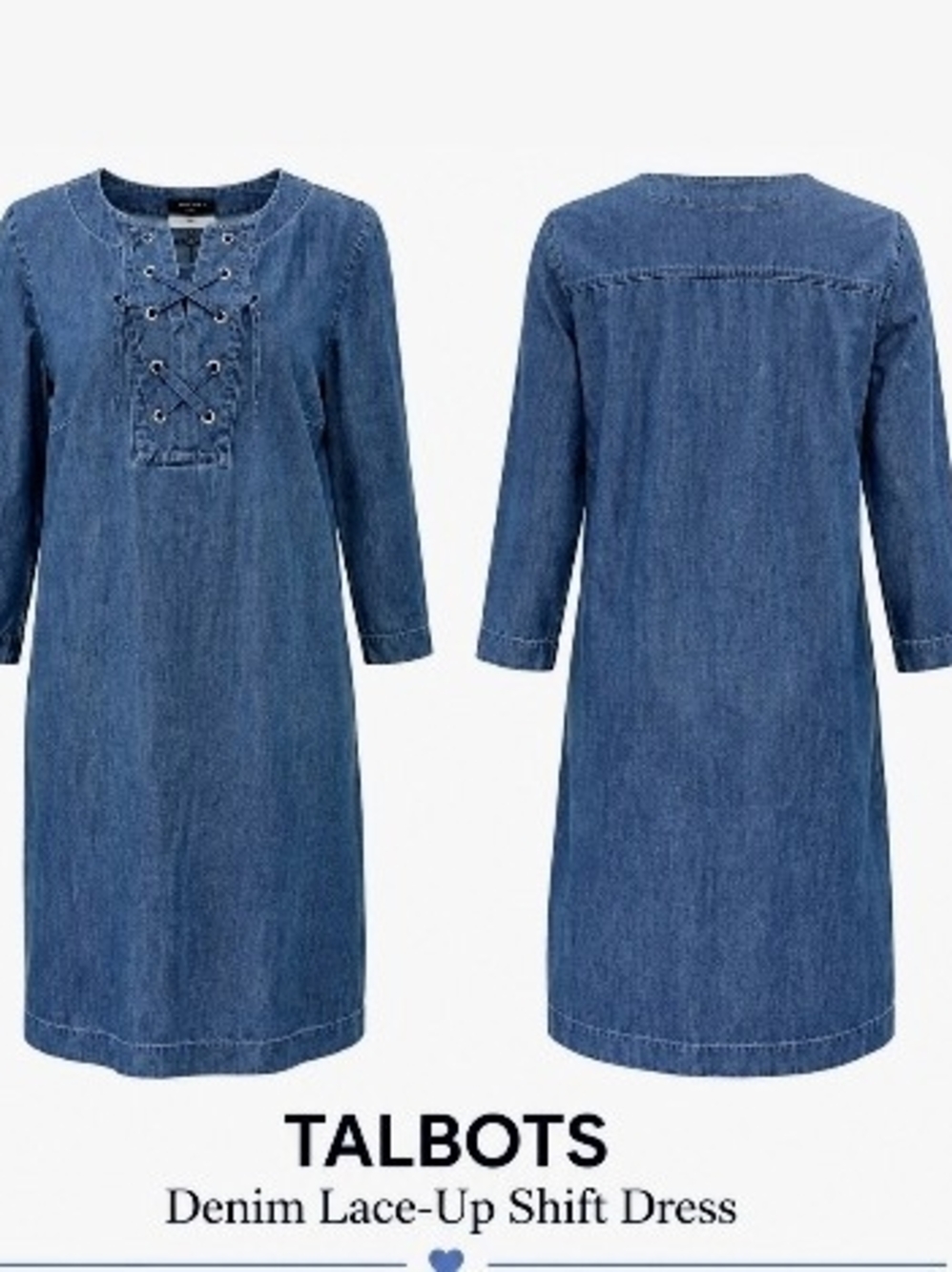 Talbots Medium Blue Denim Lace-Up Shift Dress